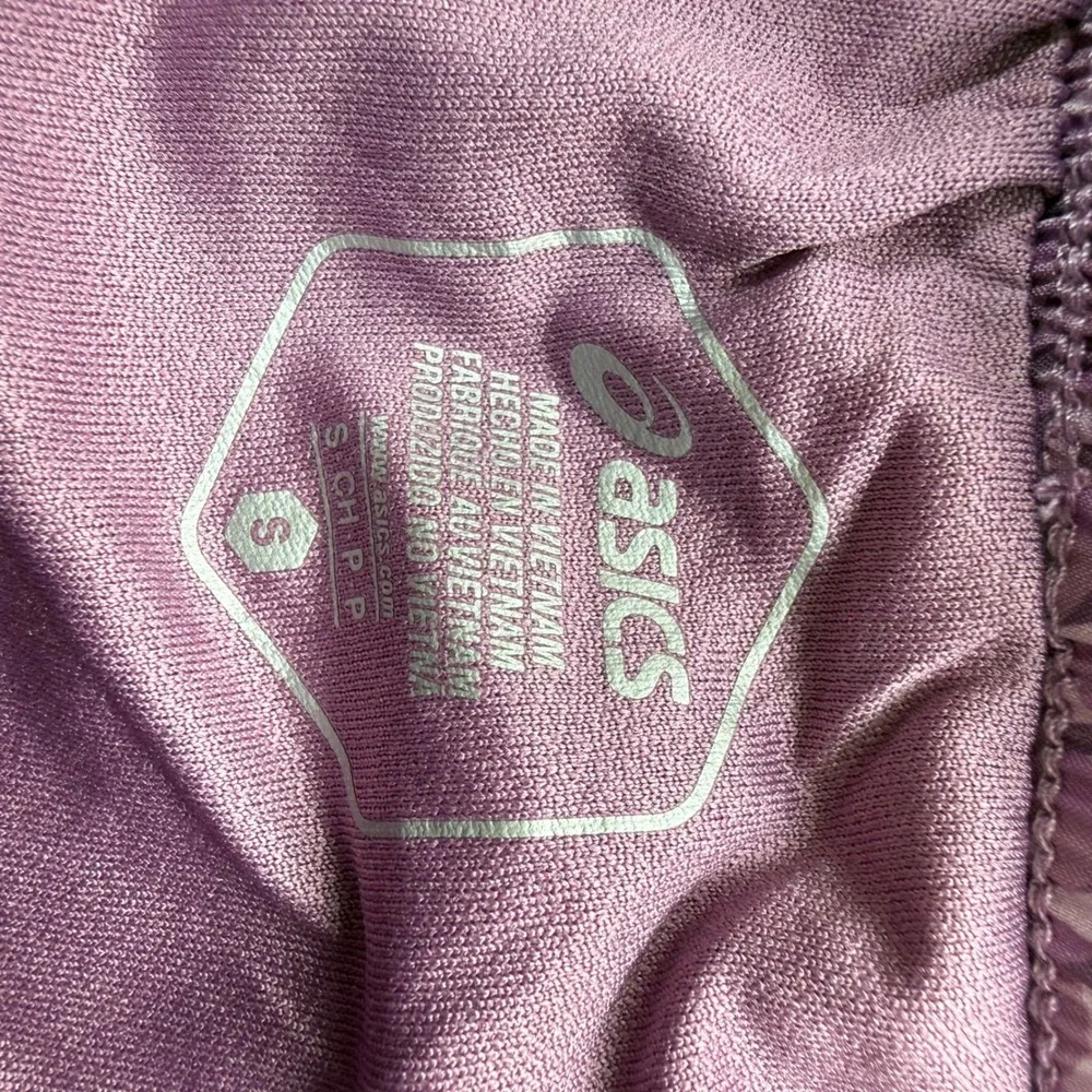Asics Womens Purple Geometric Print Running Shorts High Waist Smocked Small